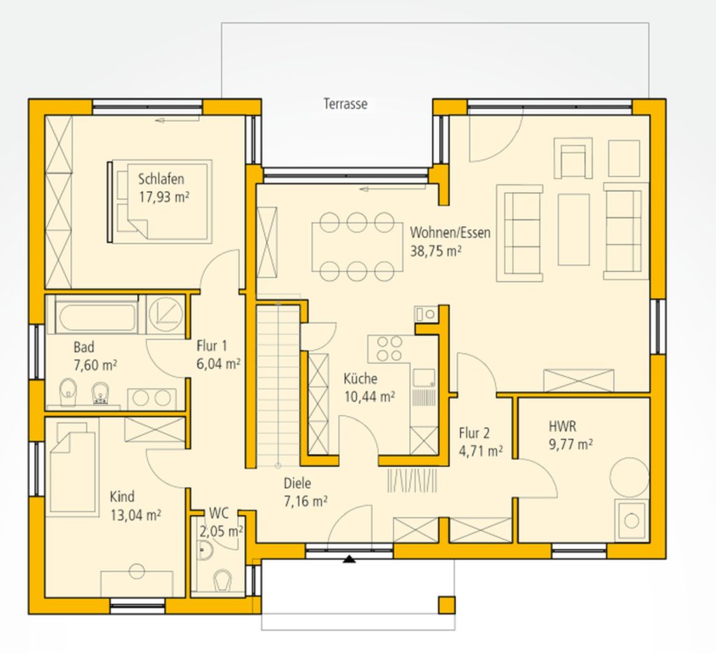 Bungalow KA 120 - Ausbaufähiger Bungalow in moderner Architektur